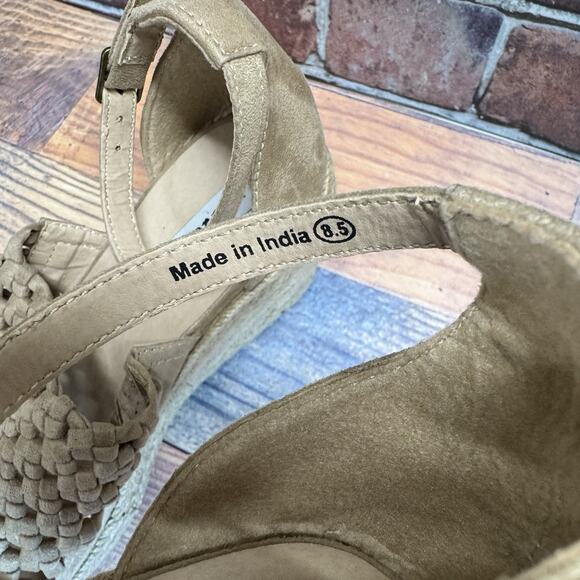 Not Rated Wedge Sandals Womens Size 8.5 Tan Jojo Woven Espadrille Open Toe Boho - Picture 9 of 11
